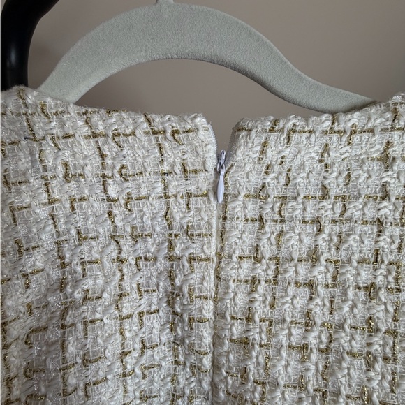 Simply Southern Scalloped Cream Tweed Dress with Puffy Sleeves NWT Size Medium - Picture 8 of 17